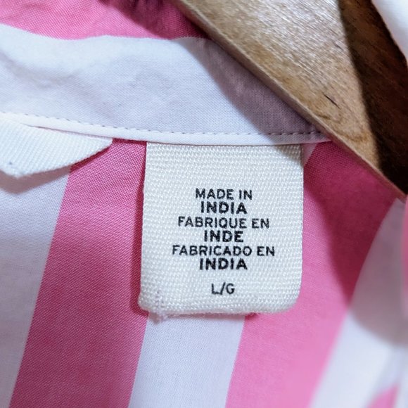 Levi's Pink and White Striped Front-Tie Cropped Tank Top Size Large - Picture 4 of 5